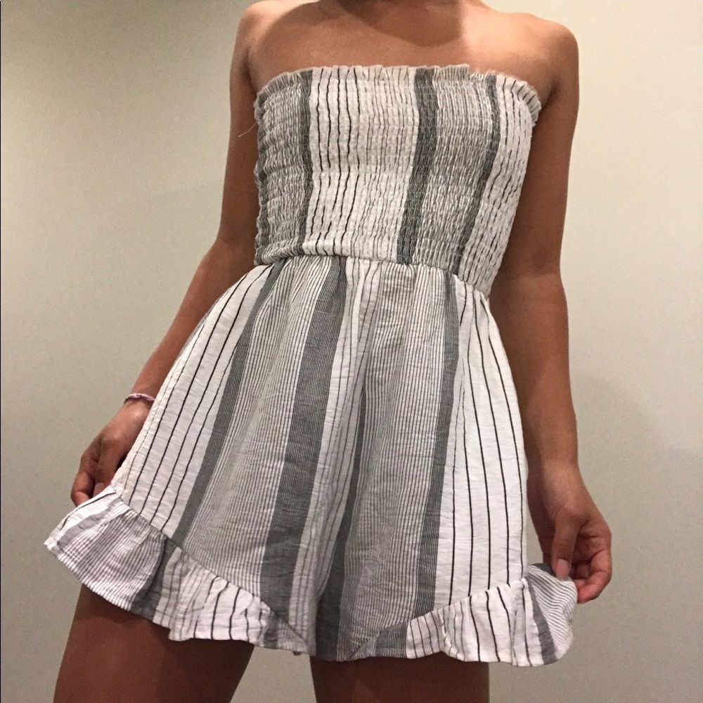 seek the label LF white striped romper